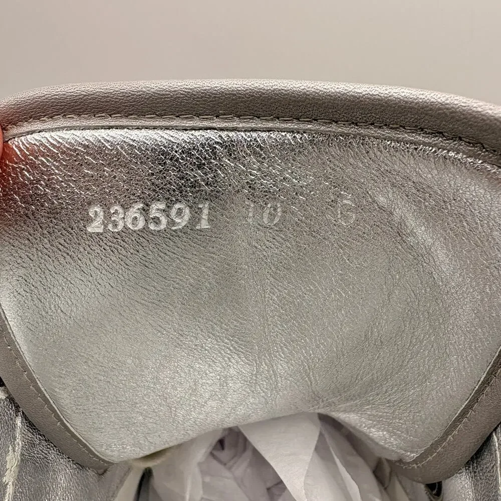 GUCCI Coda Imprime High Top Sneakers Lurex Silver Gray Sz 10G/10.5 US $1245
